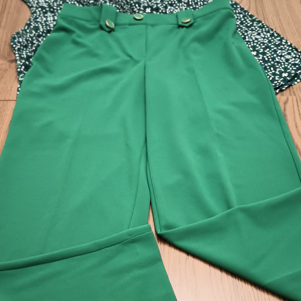 Jules & Leopold Size L Green Wide Leg Pull-on Pants (NWT)